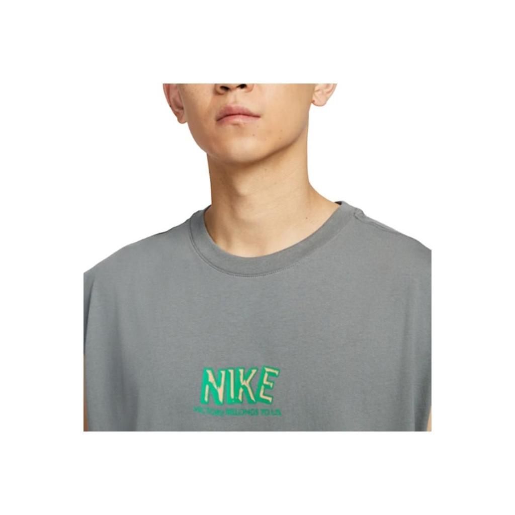 Nike Maglietta da Allenamento Senza Maniche a Vestibilità Ampia con Logo Uomo Top Grigio Fumo HJ3691-084