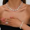 Luxurious Rhinestone Pearl Bridal Jewelry Set with Necklace, Earrings & Bracelet - Sparkling Elegance for European & American Weddings