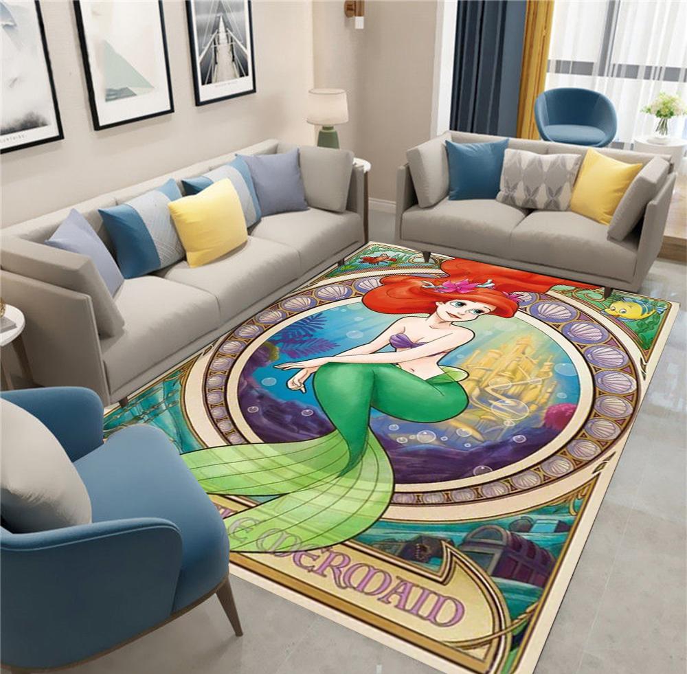 Alfombra de Área con Patrón de Princesas Disney, Alfombra para Sala de Estar, Dormitorio, Sofá, Felpudo Decorativo, Alfombra de Juego Antideslizante para Niños