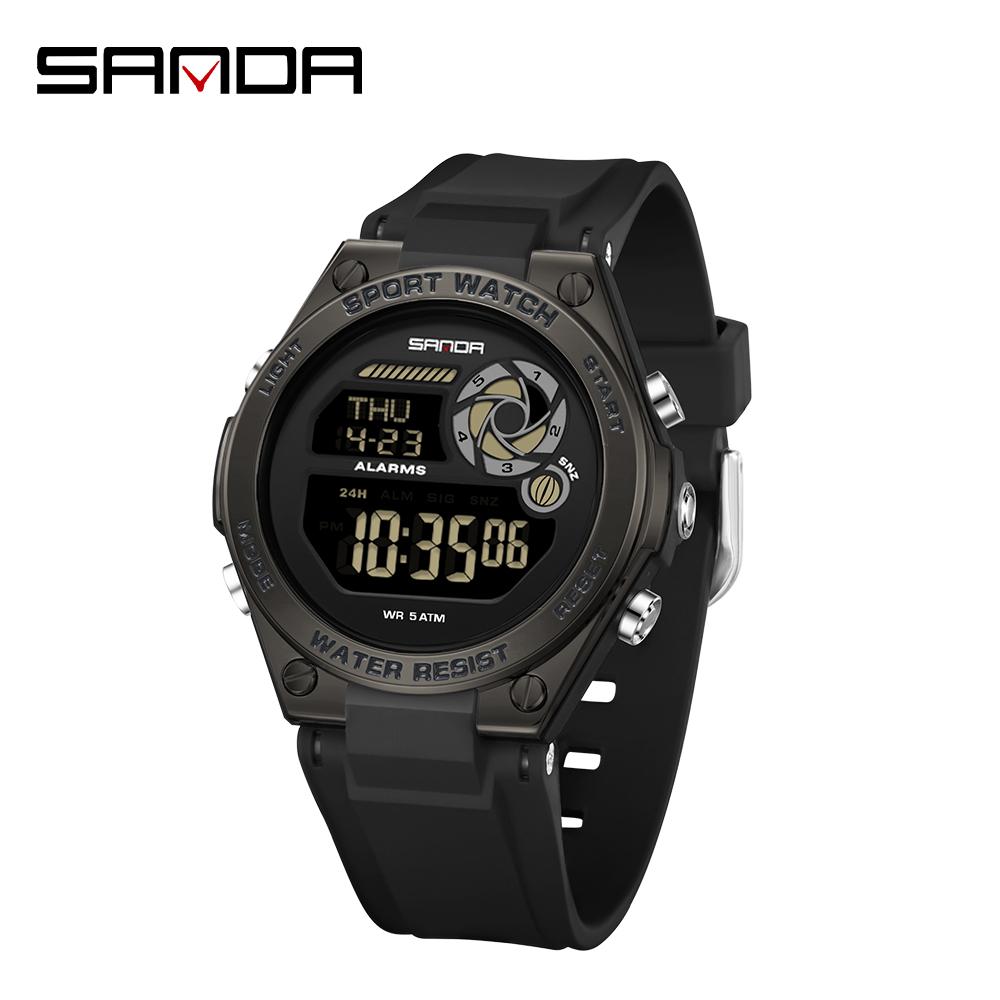 SANDA SD9098 Women's Electronic Watch Fashion Creativity Sports Night Light Chronograph Silicone Watch