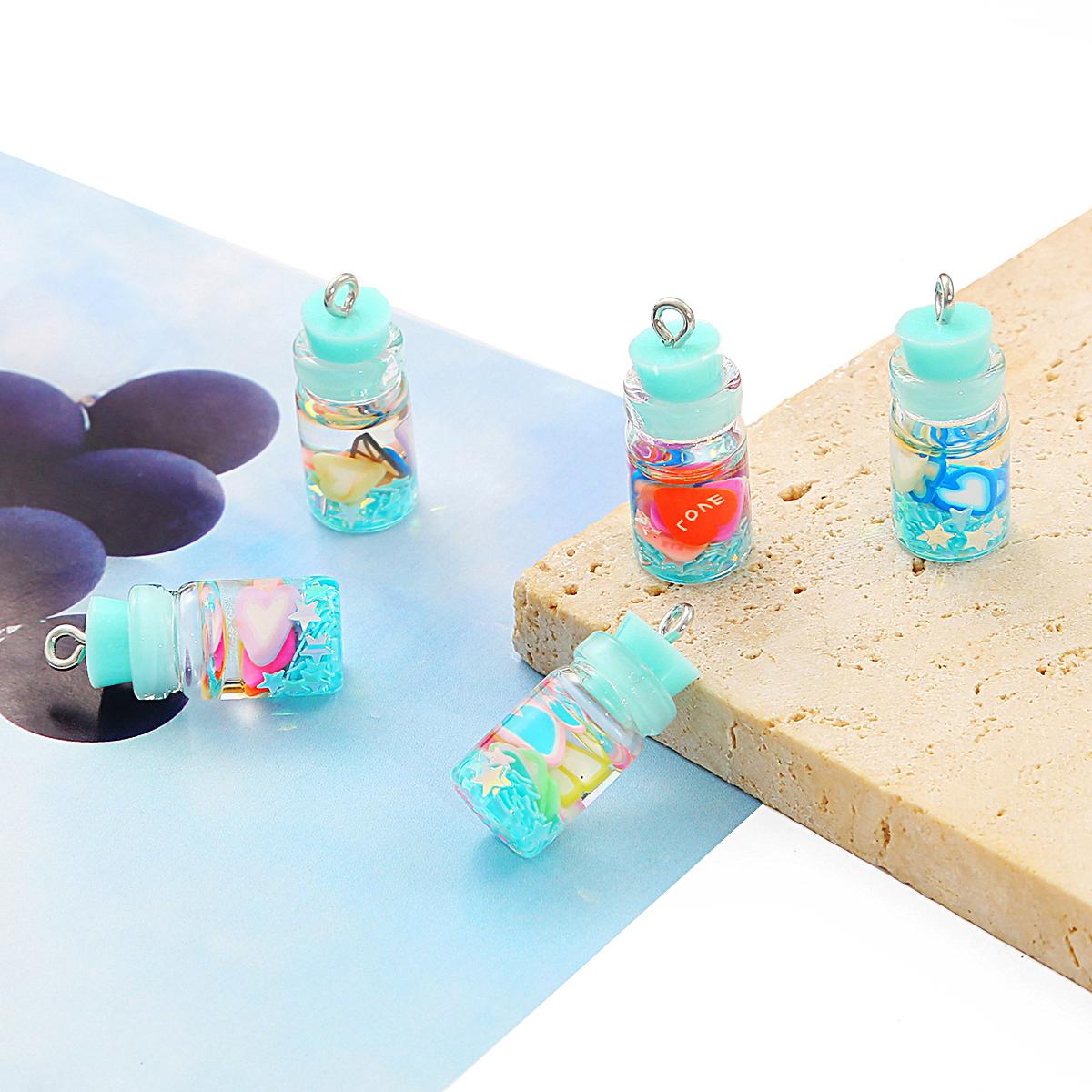 

6 шт. 20x10 мм мини-стеклянные бусины в форме бутылки, украшения для изготовления ювелирных изделий для ожерелья, подвески, ювелирные изделия синий