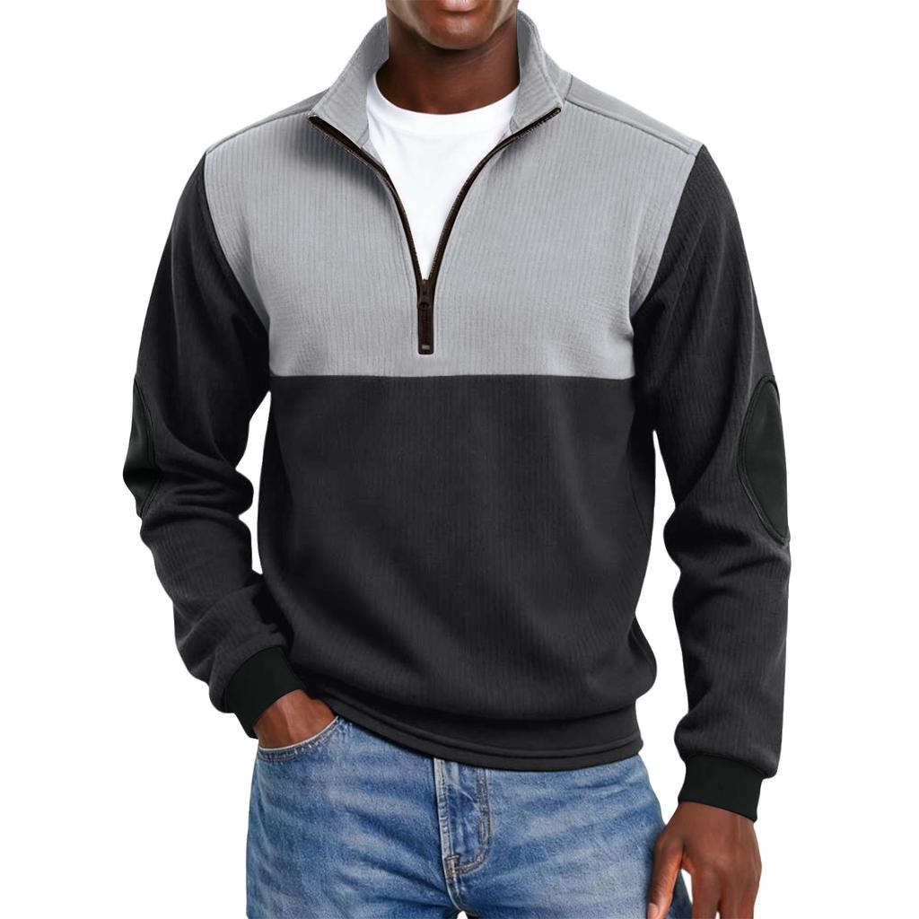 Herre Colorblock Halv Glidelås Ståkrage Genser Herre Sport Stor Størrelse Casual Ståkrage Genser