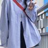 Women's BF Style Loose Long-Sleeve Striped Shirt - Versatile Mid-Length Autumn Jacket