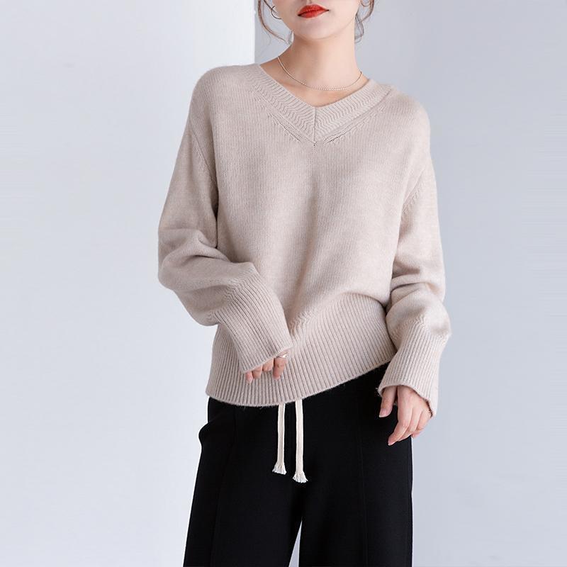Maglione Pullover Casual Semplice a Girocollo Monocolore Lento da Donna a Manica Lunga Top a Maglia Base