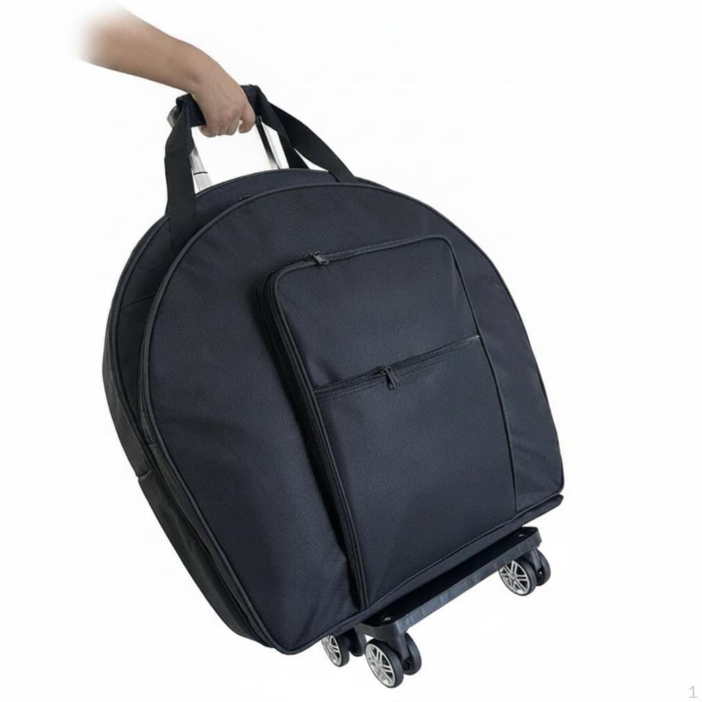Cymbal Bag with Wheels Padded Drum Hardware Adjustable Straps Rolling Case