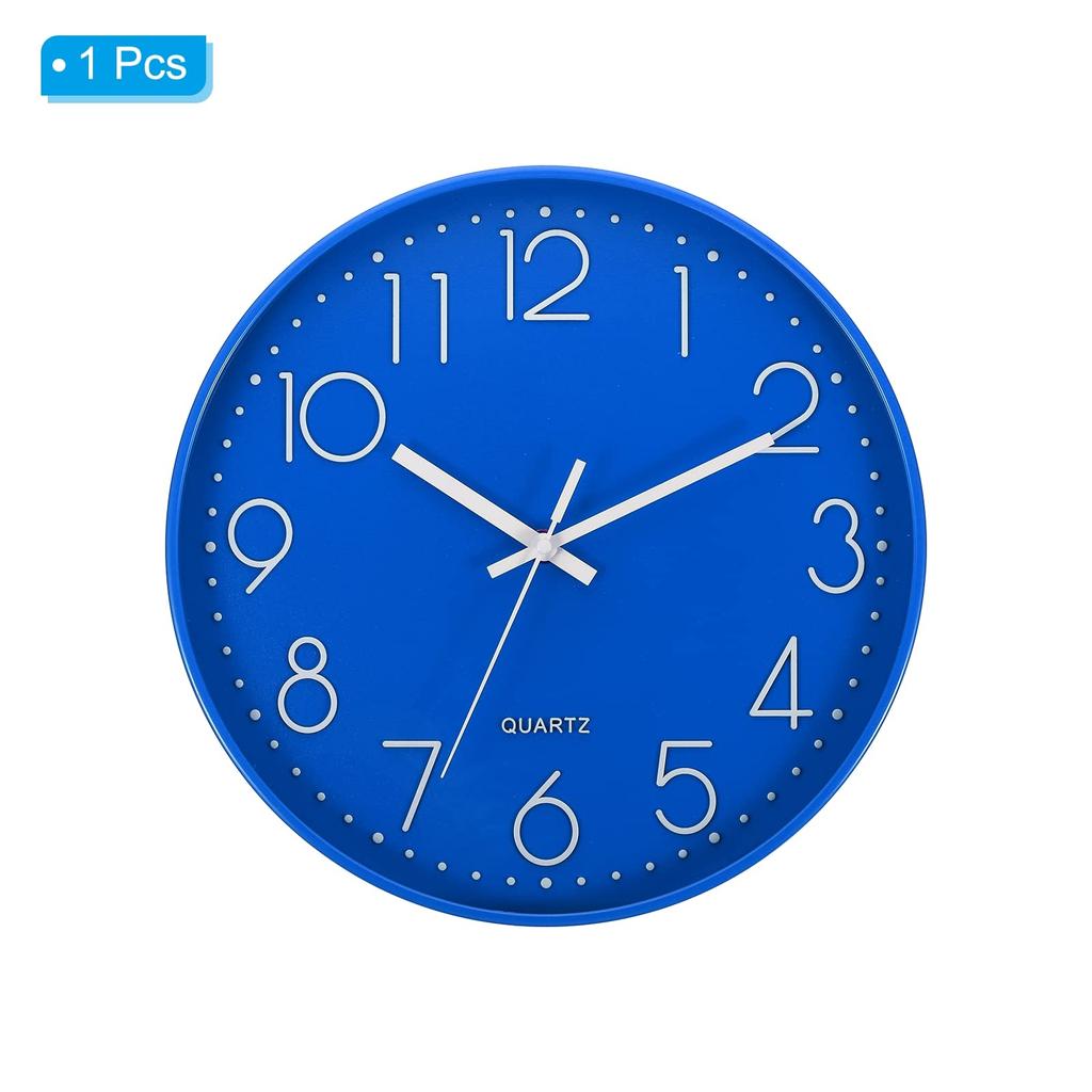 PATIKIL 30cm Wall Clock, Silent, No-Tick Round Wall Clock, for Office, Bedroom, Decorative Use, Blue