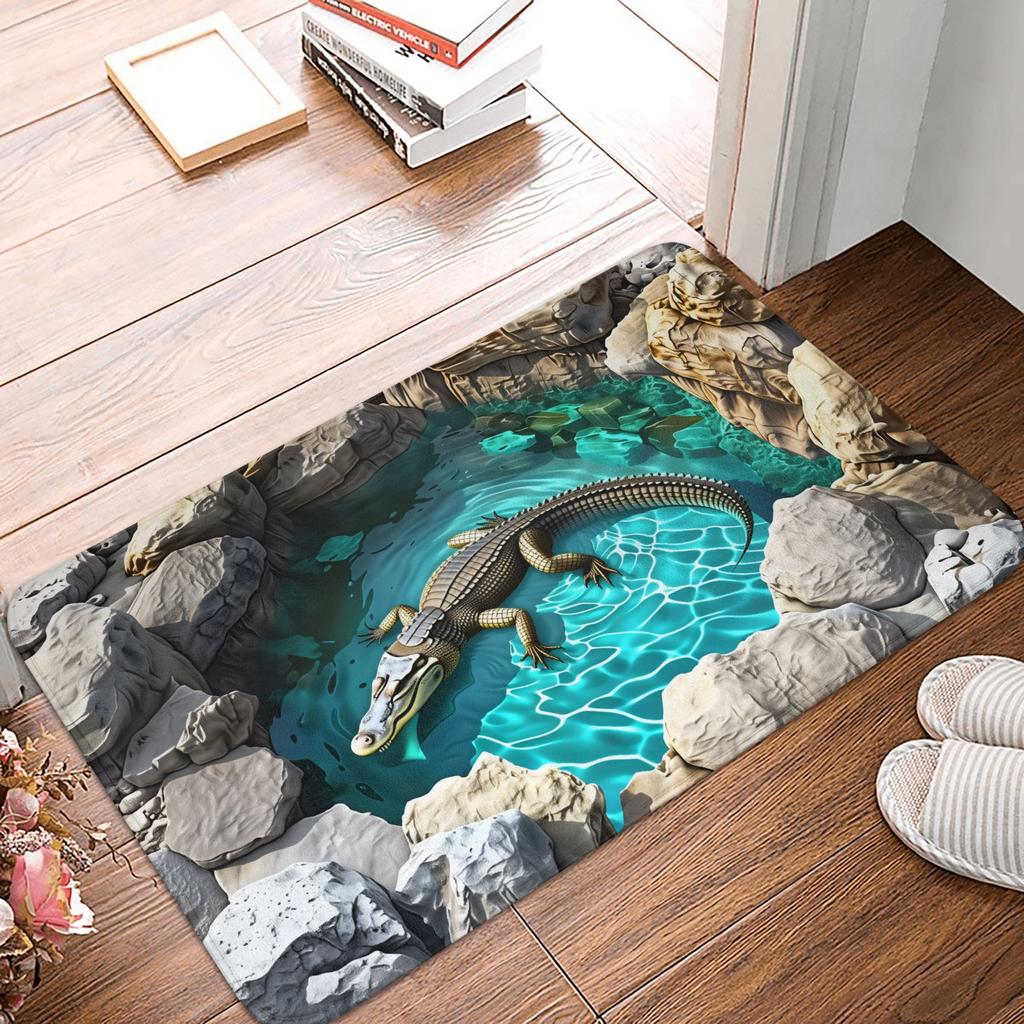 Shark Attack 3D Visual Design Front Door Mat Anti-Slip Outdoor Waterproof  Doormat Kitchen Balcony Entrance Rug Carpet