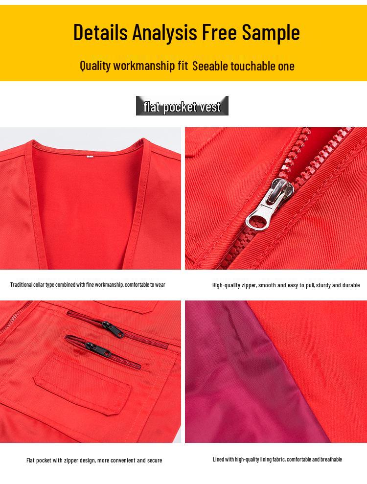 Custom Logo Multi-Pocket Reflective Safety Vest for Photography, Volunteers, and Construction