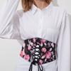 New Women's Wide Ties Elastic Waist Cover Flowers Fashion Large Size Belt