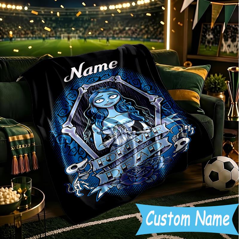 1PC Custom Name Corpse Bride Art Throws Blanket Flannel Blankets for Couch Bed Gifts for Men Women Travel Picnic Christmas Fan Gifts