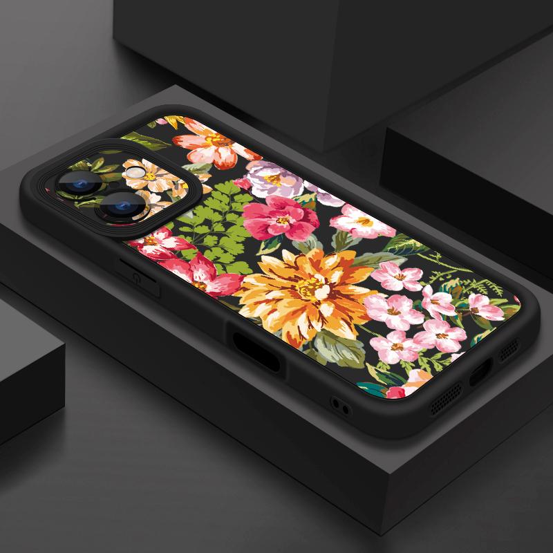 

Противоударный чехол с цветочным узором для iPhone 16e 16 15 14 Pro Max 13 12 Pro 11 14 15 16 Plus, силиконовый мягкий матовый чехол конфетного цвета, fundas iPhone 16E