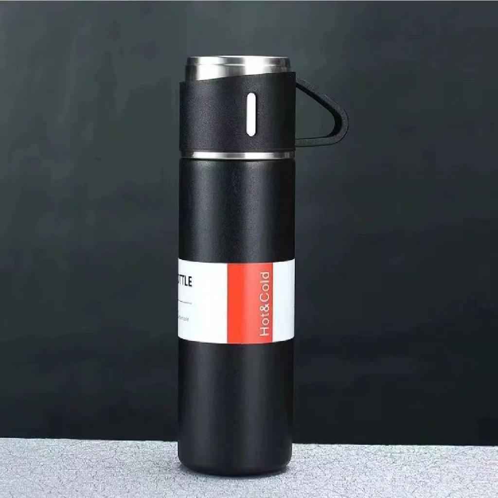 500ml One Cup Three Lid Stainless Steel Insulated Bottle Business 304 Large Capacity Thermos High End Gift Box Set Water Cup