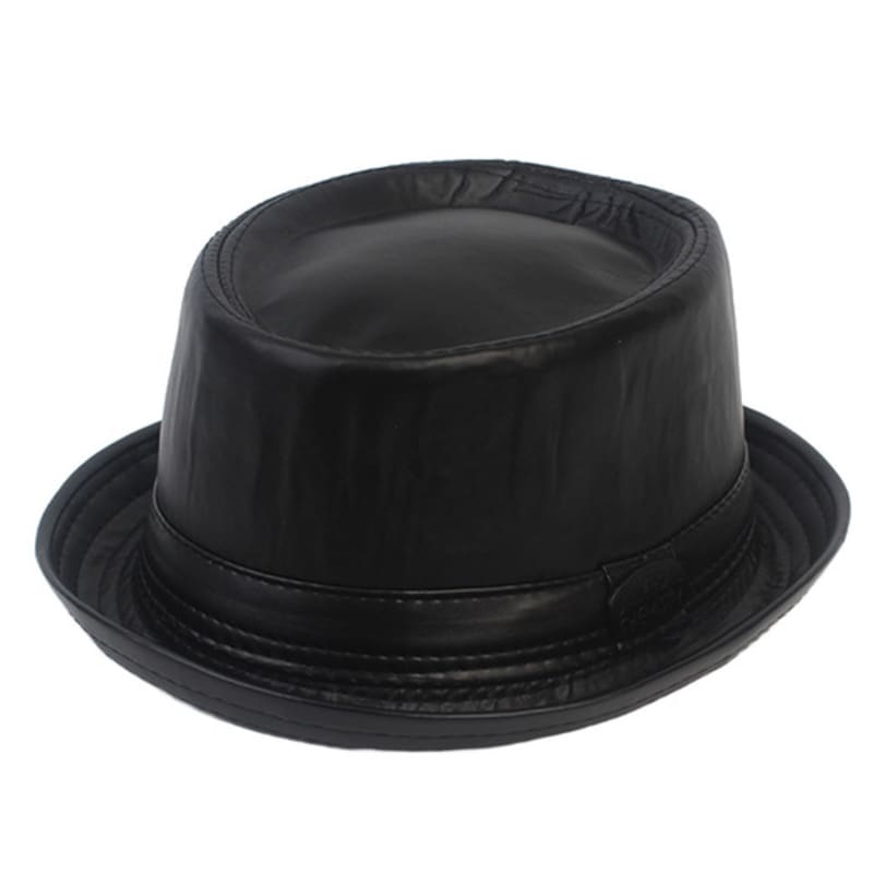 Universal chemistry Punk Leather Black Fedora leather fedora