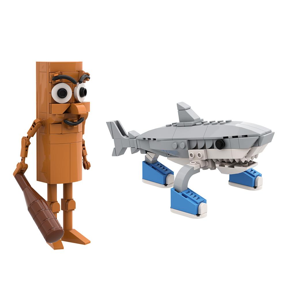 Gobricks Moc AI Brainrot Animals Series Buliding Blocks Kit Abstract Amusing Parody Hybrid Prototype Modular Design Toys Bricks