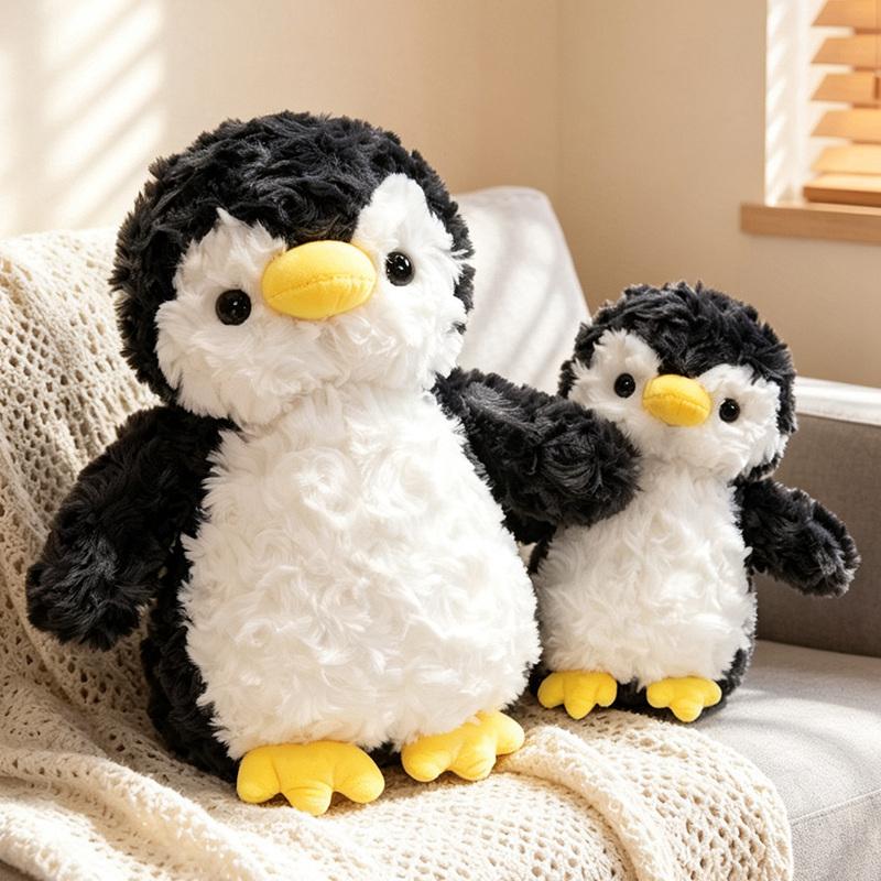 Cute Soft Penguin Plush Toy Baby Comforting Sleep Doll Fluffy Penguin Wearing Clothes Hats Stuffed Animal Pillow Birthday Gifts
