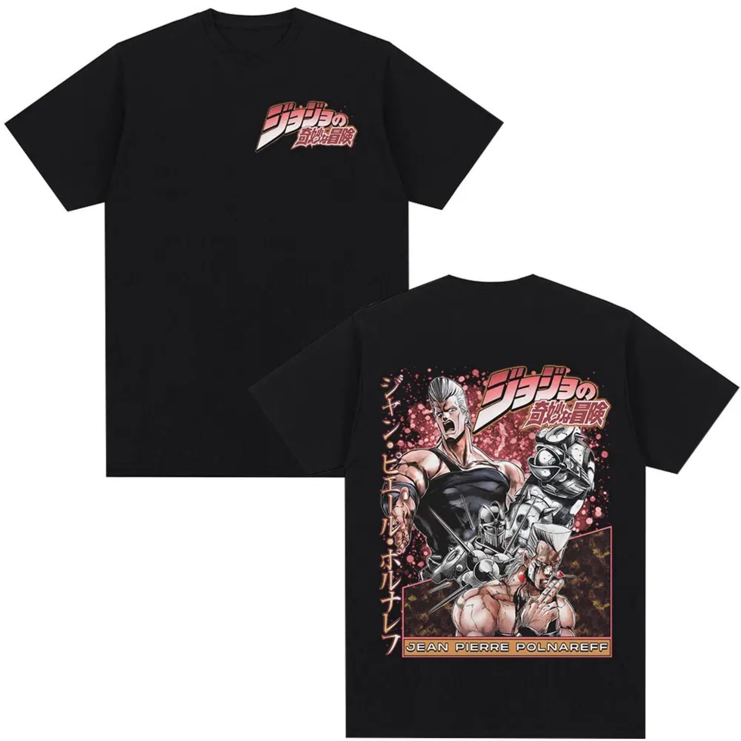 

2026 Anime JoJo Bizarre Adventure Jan Pierre Polnareff Parent-child T-shirts Clothing Fashion Casual Short Sleeves T Shirts Tops S чёрный