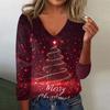 Women's Cute Sweatshirt Knitted Fashion Casual V-neck Long-sleeved Cozy Print Top