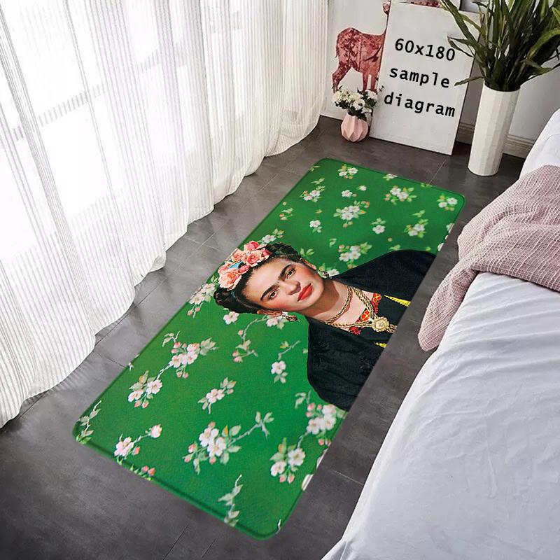 Doormat Flannel Floor Mat Indoor Foot Rug F-Frida K-Kahlo Bedside Mats Kitchen Corridor Absorbent Carpet Ideal for Balcony Decor