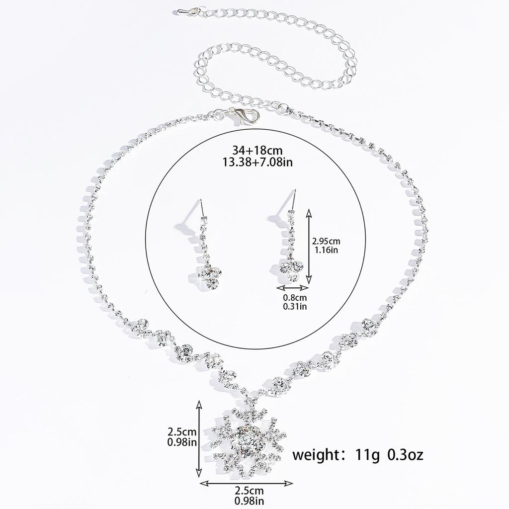 3PC Women's Fashion Design Snowflake Necklace Earring Set, Suitable for Wedding, Party, and Festival Gifts