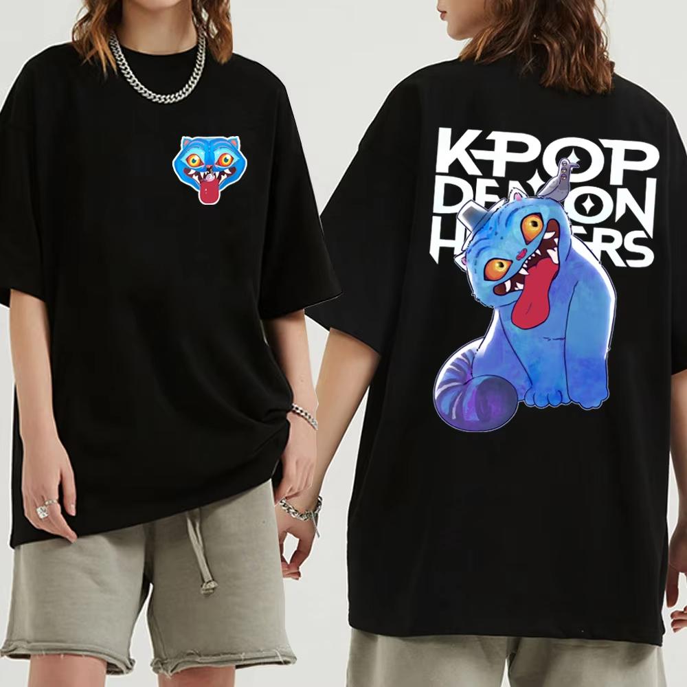 Kpop Demon Hunter T-shirts Summer New HD Tiger Print Breathable T Shirt Men and Women Round Neck Casual Soft Tops