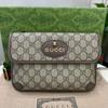 [Pre-Owned] Neo Vintage Series Gold Foil Logo Monogram Tiger Head Decorative Striped Shoulder Strap Canvas And Leather Messenger - Excellent #1P0303L