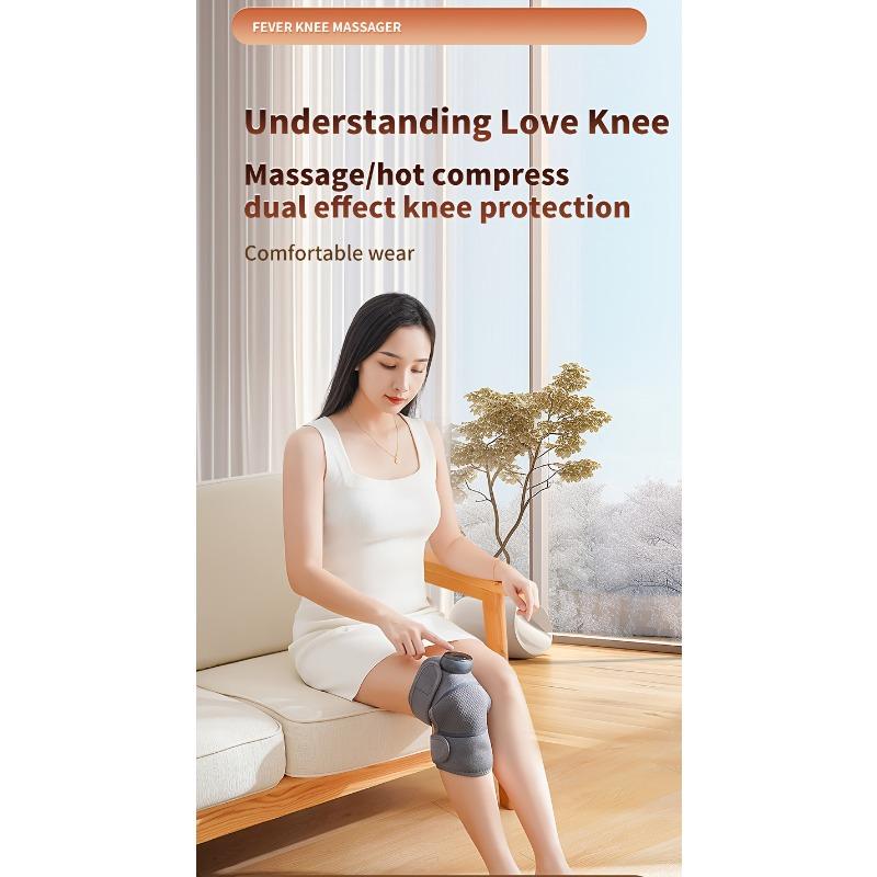Rechargeable Knee Massager with Heat - Ideal for Post-Work, Sedentary Lifestyle, and Relaxation, Battery-Powered, Polyester Material, Knee