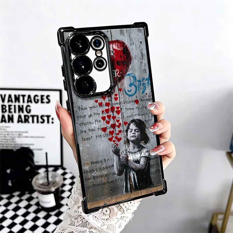 B-Banksy Art Graffiti Artist Plating Phone Case For Samsung Galaxy S24 S25 FE S26 Edge S23 Ultra S22 S21 Plus S20 Anti-Fall Aira