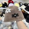 Autumn and Winter New Crocheted Flower Crimped Knitted Hat Travel Sweet Casual Face Small Warm Windproof Bucket Hat Women