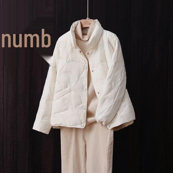 

Women s Lightweight Down Jacket with Short Stand-Up Collar - 2025 Fashionable Winter Outerwear M: Fits 115-130 cm брудно-білий