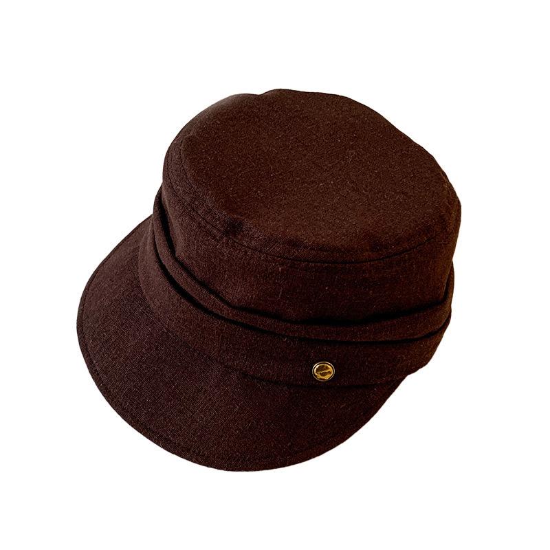 Vintage Pleated Equestrian Hat Women'S Spring And Summer Flat Top Beret Showing Face Small Sunshade Painter Hat Newsboy Hat