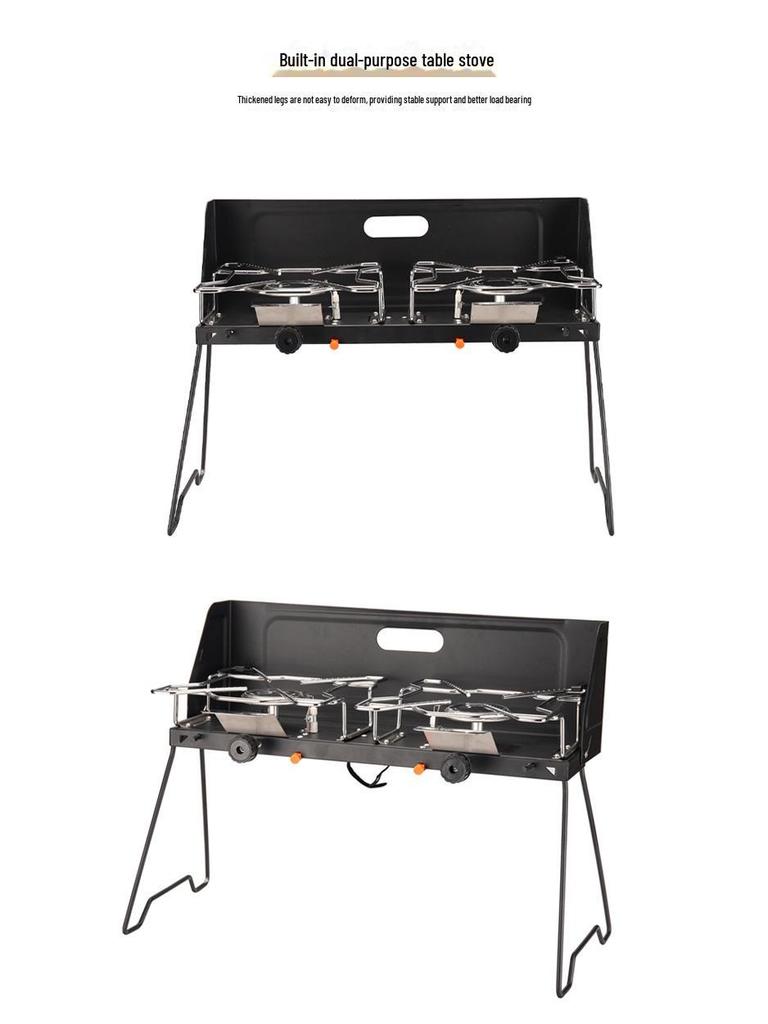 Outdoor Camping Double-Burner Gas Stove for Car Self-Driving