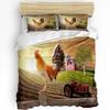 Rooster Farm Tractor Bedding Set 3pcs Boys Girls Duvet Cover Pillowcase Kids Adult Quilt Cover Double Bed Set Home Textile
