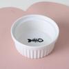 Pet ceramic feeding bowl, double bowl, inclined angle to hold food and water, protect the cat's cervical spine.