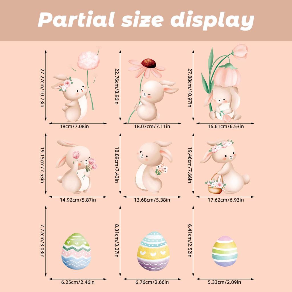 New 2026 Easter Bunny Egg Static Cling Window Stickers Decorative Window Decals for Glass Home Easter Decor Wall Clings Shop Window Glass