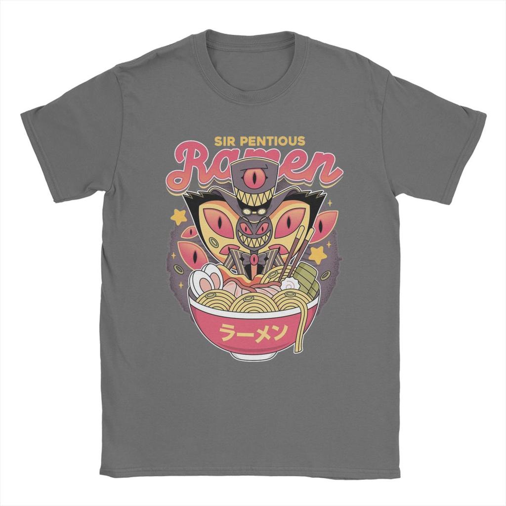 Men T-Shirt Hazbins Hotels Sir Pentious Ramen Vintage Cotton Tee Shirt Short Sleeve T Shirts Round Neck Clothes Graphic Printed