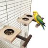 Wood Bird Standing Perch Birdcage Feeder Bowl Parrots Cage Entertainment Parrot Stand Perch Food Water Feeding Bowl