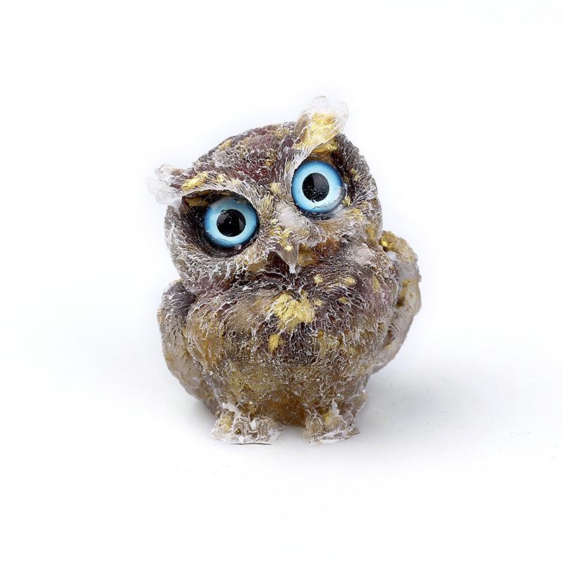 1PCS Natural Crystal Stone Gravel Owl Animal Crafts Hand Made Small Figurines DIY Resin Table Decor Home Decor Collect Gifts