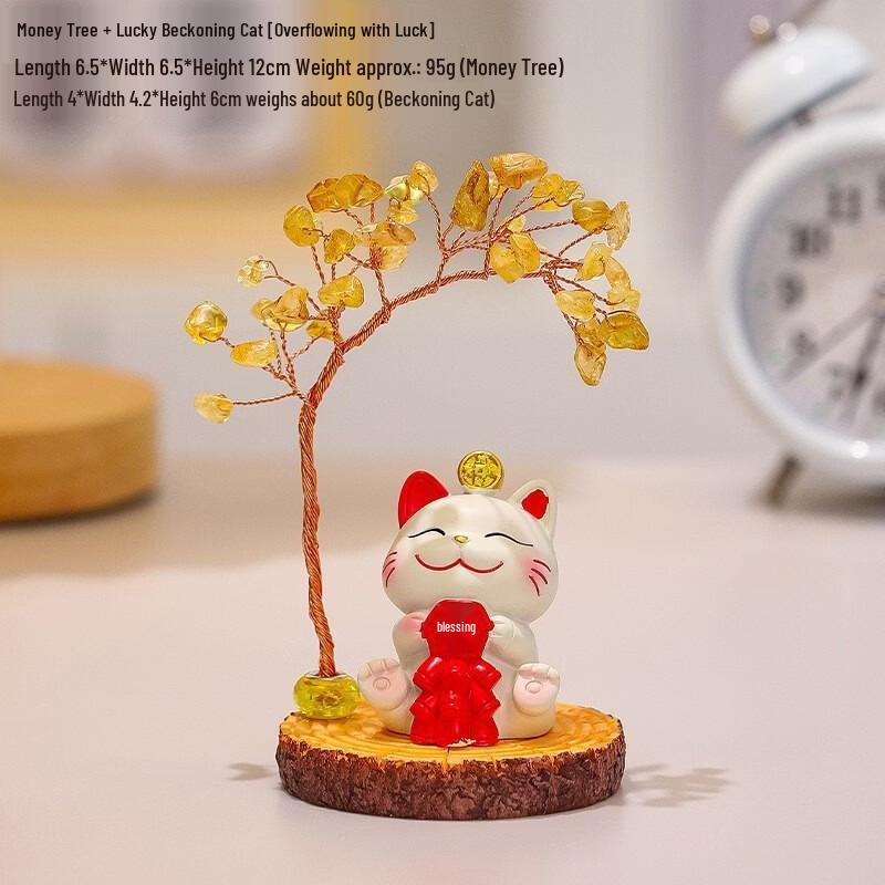 Fumai De Lucky Cat & Crystal Money Tree Ornament