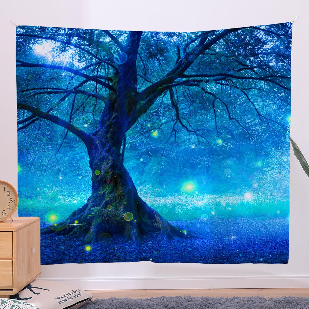 Blue Dream Forest Wall Hanging Bedroom Wall Fabric Living Room Decoration Fabric Background Cloth Hanging Cloth Wall Carpet