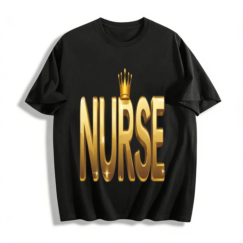

Luxury Crown NURSE Letter Print Casual Top For Medical Staff Pure cotton T-shirt XXS