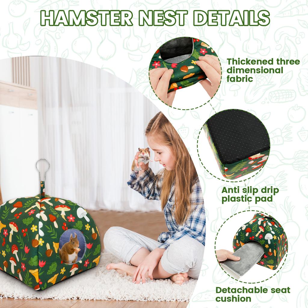 2 Stück Meerschweinchenhaus Polyester Niedlicher Cartoon Hase Eichhörnchen Mini Käfig Kleintier Spielzeug Haustier Schlafbett Hamster Tunnel Weiche Matte