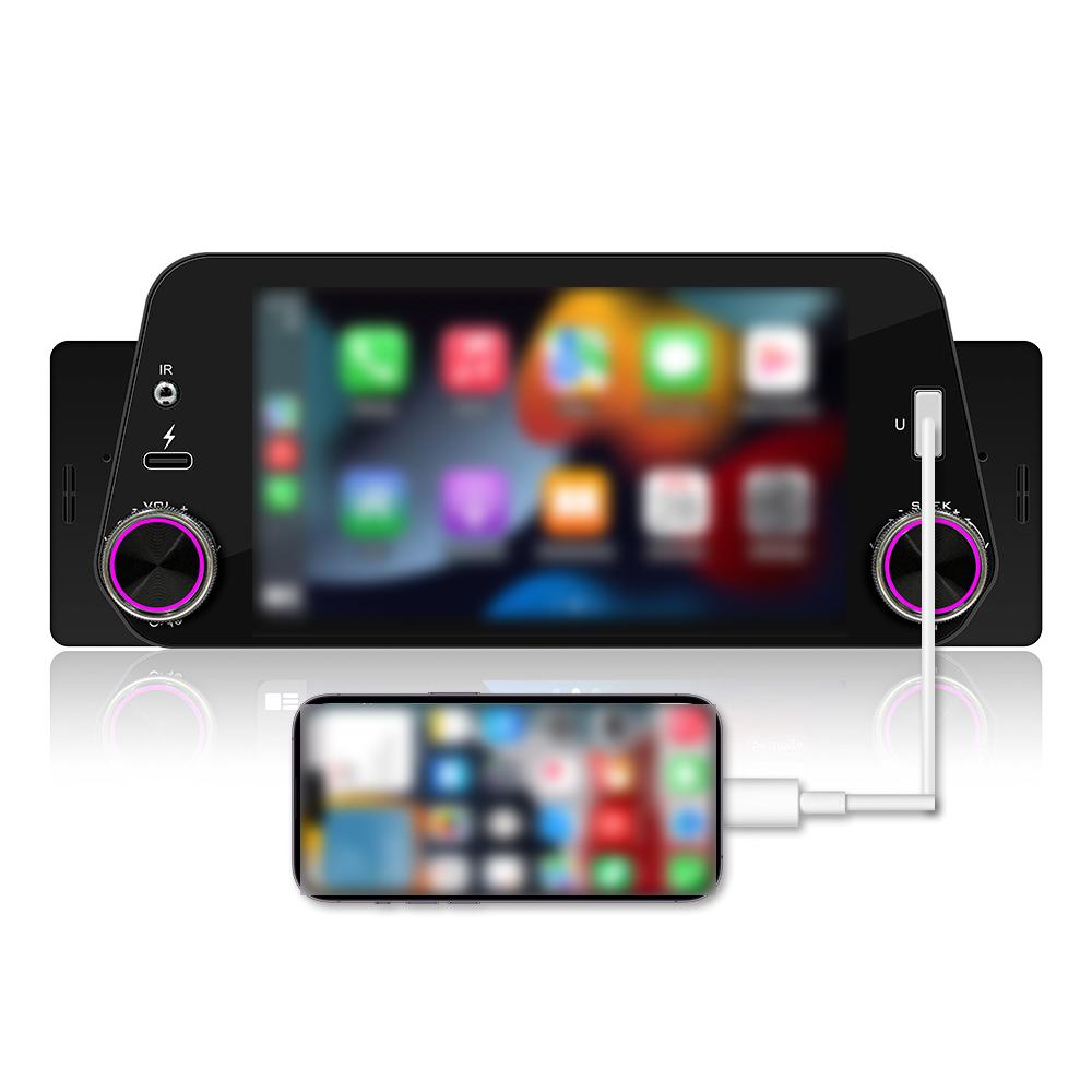 

Автомобильный стереоресивер, 4*60 Вт, одиночный Din, разноцветная подсветка, MP5-плеер с сенсорным экраном 5 дюймов, 720P, BT 5,0 FM чёрный