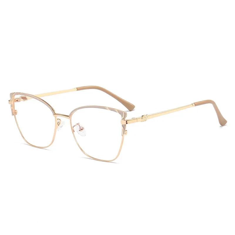 Women'S Cat Eye Glasses Metal Frame Blue Light Blocking Optical Eyewear Artistic Frame Fashionable Eye Glasses For Men Women