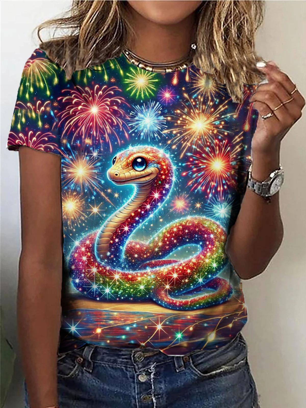 

Летние милые футболки с принтом змеи 3D, женская уличная одежда, повседневная мода, футболка большого размера с коротким рукавом, футболки с круглым вырезом, топы, одежда 6XL