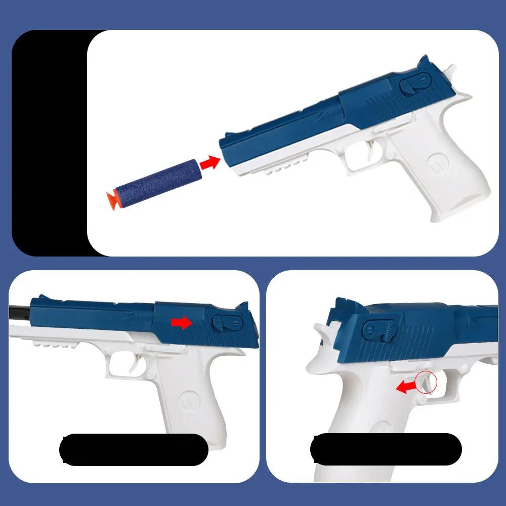 Children Toy Guns Desert Eagle Pistol Manual Handgun Toy Foam Dart Blaster Shooting Model Launcher For Boys Girls Outdoor Games