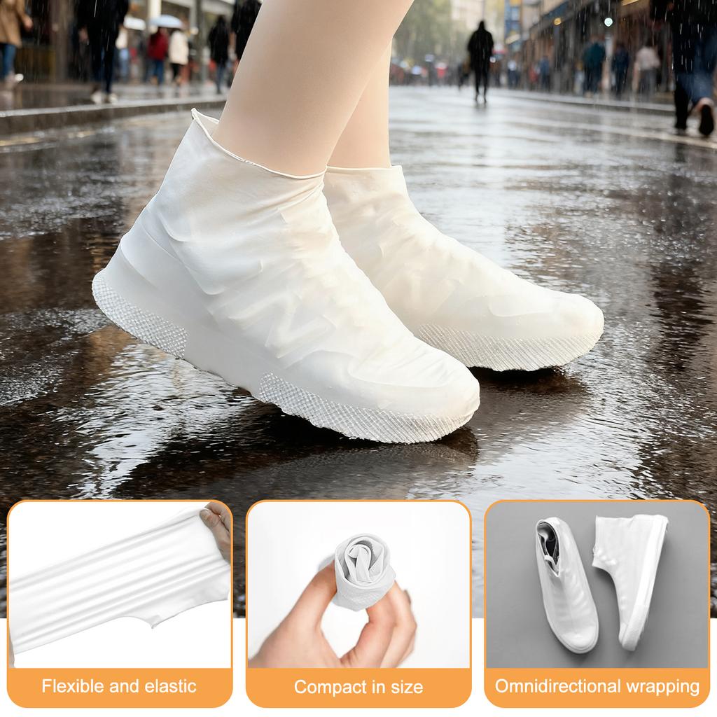 5 Pairs Latex Overshoes Rain Shoe Sleeve Waterproof Rainproof Latex Shoe Covers with Anti Slip Tread For Hiking Cycling