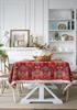Kwastrand Katoen Linnen Tafelkleed Rood Feestdagen Jacquard Eettafelkleed Bloempatroon Stofdicht Tafelkleed Achtergronddoek