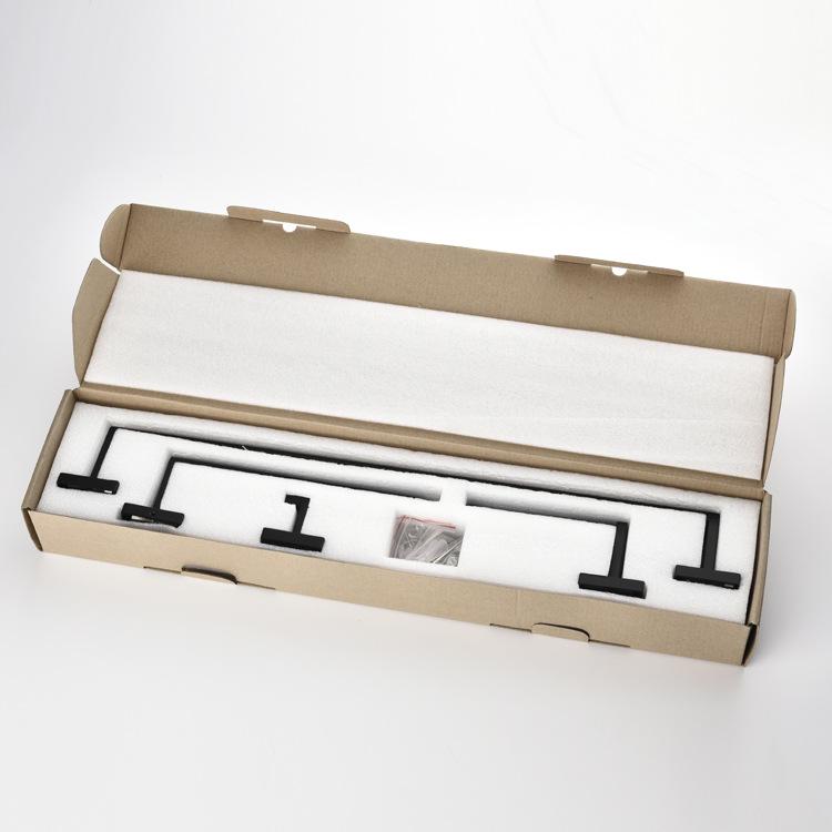 Matte Black Stainless Steel Bathroom Set: Towel Rack, Ring, Shelf, Paper Holder & Square Towel Bar.