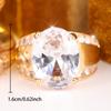 Luxury Gold Color Ring for Women Oval Cut Zircon Wedding Banquet Fashion Jewelry Gift
