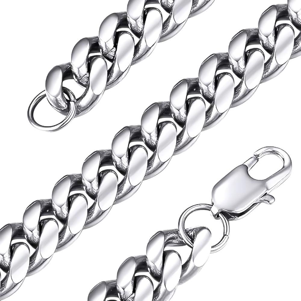 Gold Titanium Steel Chain Necklace and Bracelet Set with Multiple Sizes (50-60cm, 18-21cm)